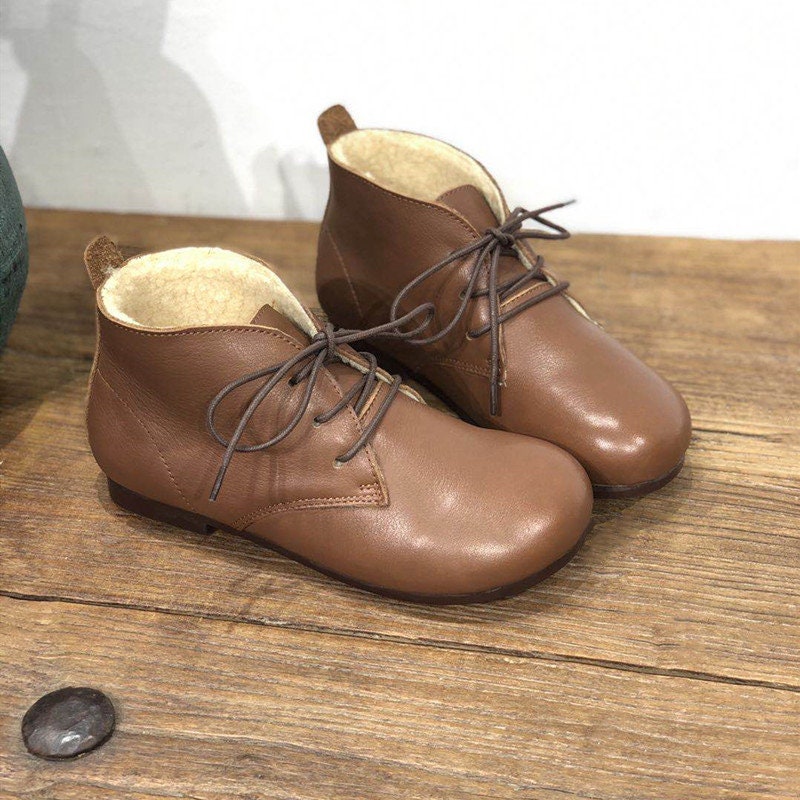 Handmade Women Leather Tie Shoes Leather Ankle Boots Big Etsy