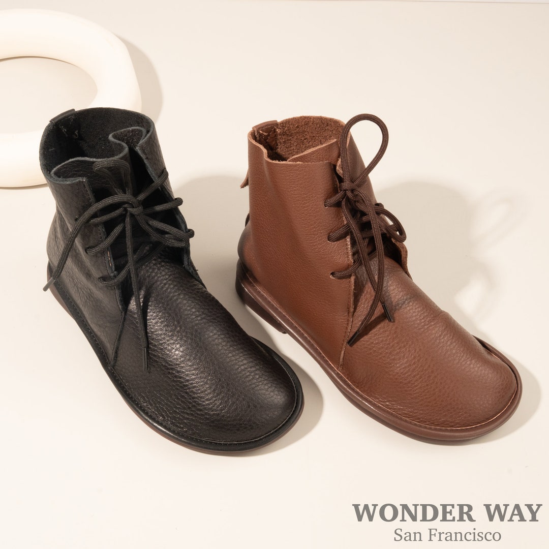 Handmade Women Leather Tie Shoes Softsoled Leather Boots Retro Leather