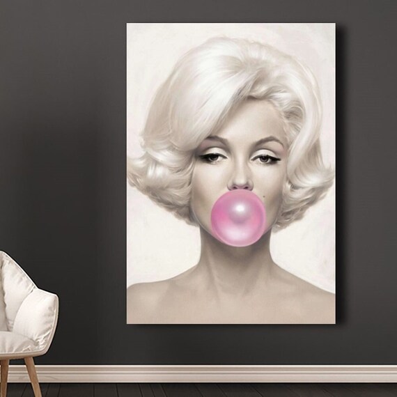 bibliothecaris Ineenstorting Brawl Marilyn Monroe Wall Decor Monroe Pink Bubble Gum Poster - Etsy