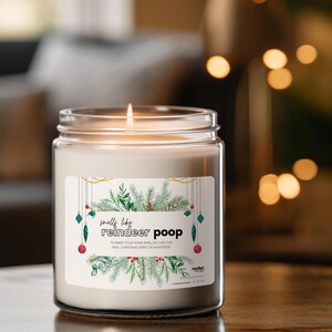 Funny &#39;Reindeer Poop&#39; Christmas Scented Soy Candle 9oz | Perfect for Christmas Gifts, Home Fragrance, Holiday Decor, Gag Gift