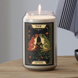 Vela inspirada en la carta del Tarot de los amantes, 13,7 oz, vela perfumada, decoración única para el hogar, regalo de cumpleaños, regalo de bruja, aromaterapia, regalo de San Valentín