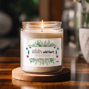 Funny &#39;Santa&#39;s Old Fart&#39; Christmas Scented Soy Candle 9oz | Perfect for Christmas Gifts, Home Fragrance, Holiday Decor, Gag Gift