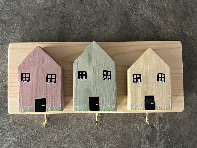 Home Key Rack Wooden Key Holder Home Decor Brass Hooks. Etsy UK