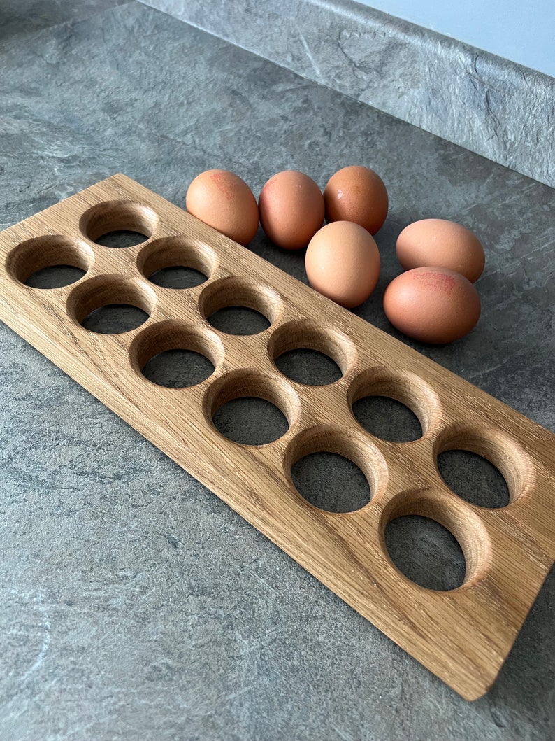 Large egg stand. Egg storage. Solid oak egg holder. Hard wood. Egg stand. Modern decor. Kitchen decor. Wooden kitchen decor. New home. image 8