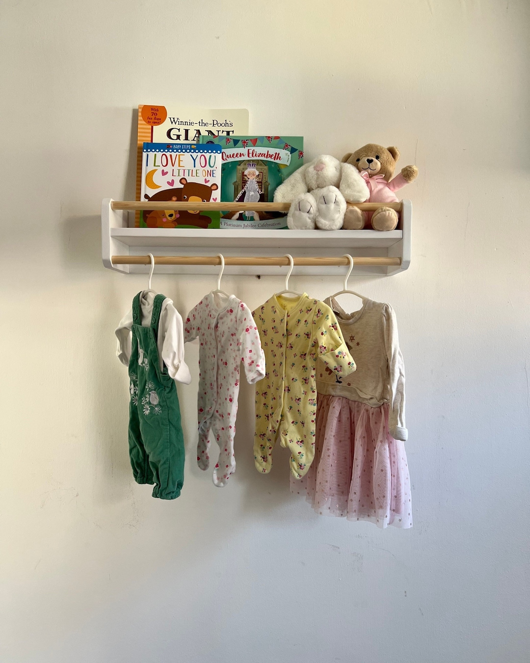Solid Wood Nursery Shelf With Rail. Boho Nursery Decor. New Home