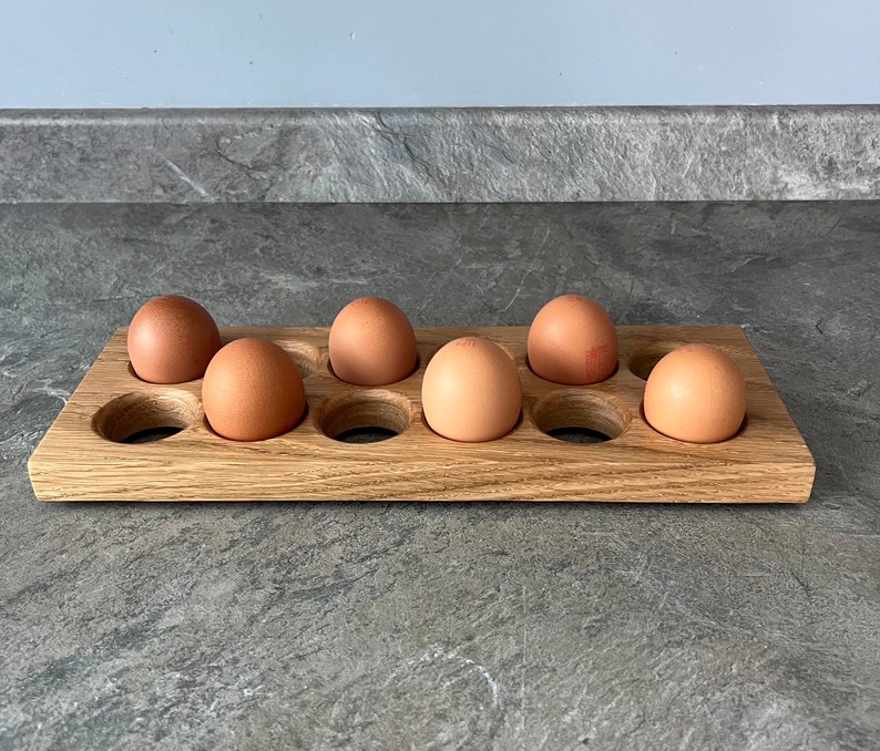 Large egg stand. Egg storage. Solid oak egg holder. Hard wood. Egg stand. Modern decor. Kitchen decor. Wooden kitchen decor. New home. image 3