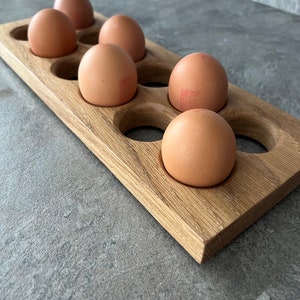 Large egg stand. Egg storage. Solid oak egg holder. Hard wood. Egg stand. Modern decor. Kitchen decor. Wooden kitchen decor. New home. image 2