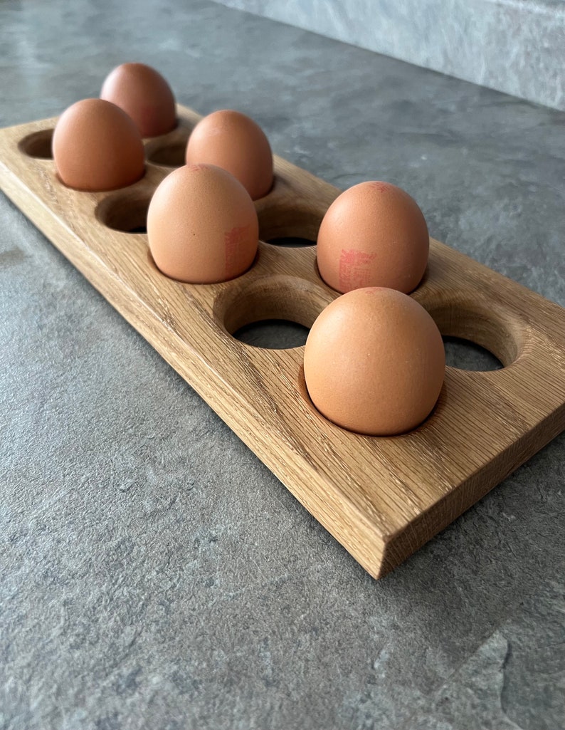 Large egg stand. Egg storage. Solid oak egg holder. Hard wood. Egg stand. Modern decor. Kitchen decor. Wooden kitchen decor. New home. image 2