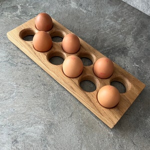 Large egg stand. Egg storage. Solid oak egg holder. Hard wood. Egg stand. Modern decor. Kitchen decor. Wooden kitchen decor. New home. image 1