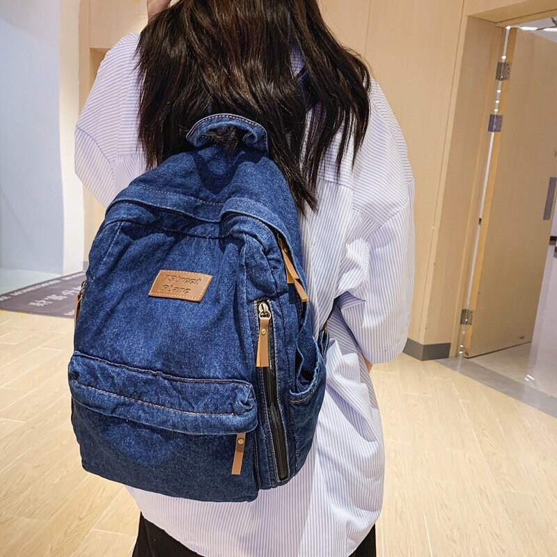 Vintage Denim Backpack Bag Soft Jeans Bag Unisex Denim Etsy