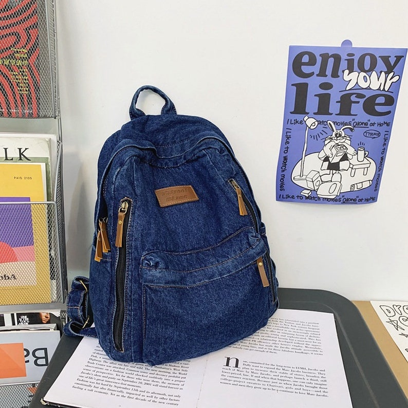 Vintage Denim Backpack Bag Soft Jeans Bag Unisex Denim - Etsy
