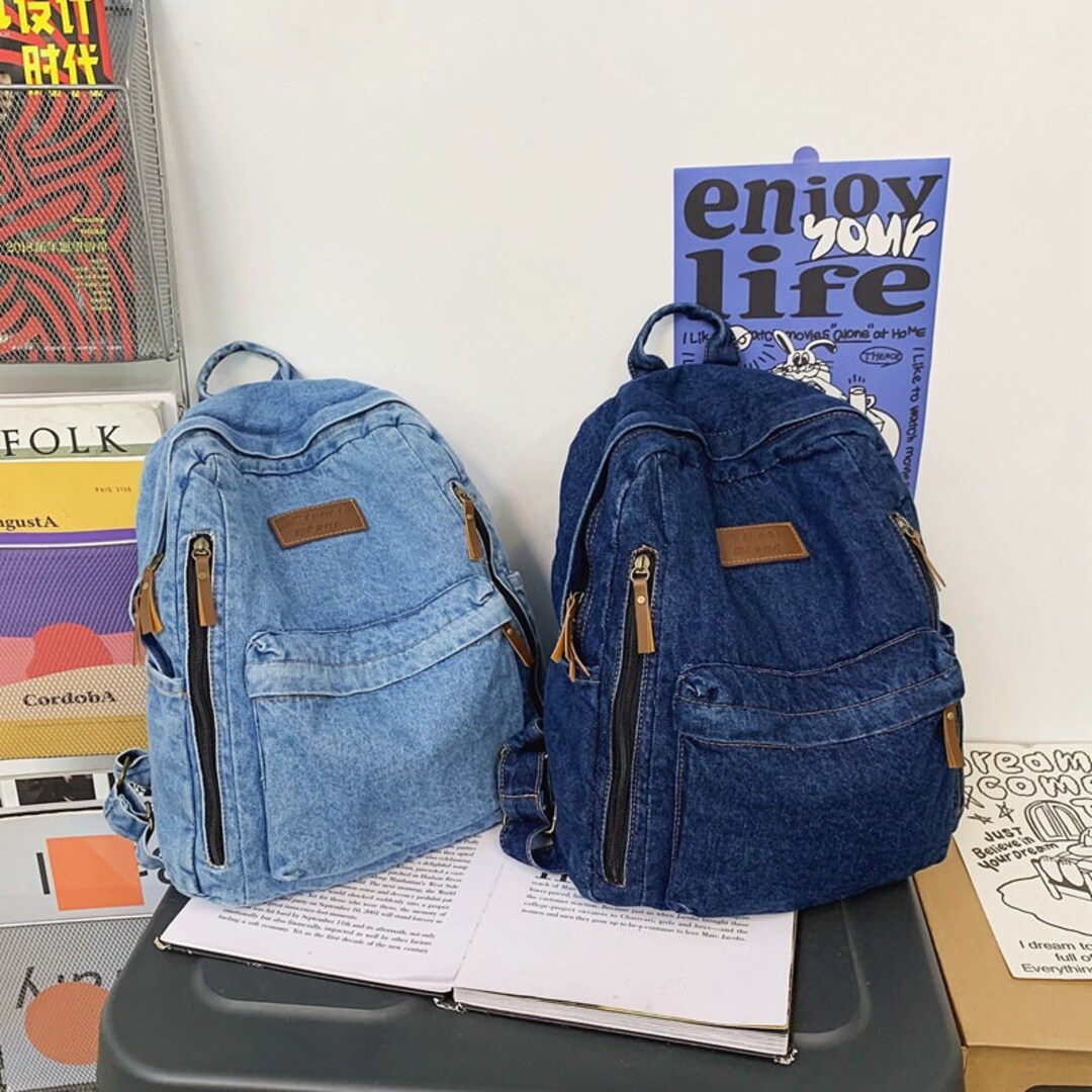Vintage Denim Backpack Bag, Soft Jeans Bag, Unisex Denim Shoulder Bag