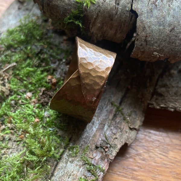 Wrapped ring in hammered copper and verdigris patina, handmade T62