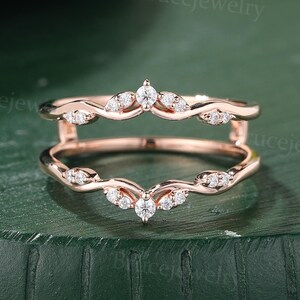Einzigartiger Ehering mit Moissanit Vintage Rosegold Diamant Ehering Doppelter passender Ring Stapelband Jubiläumsversprechen Band