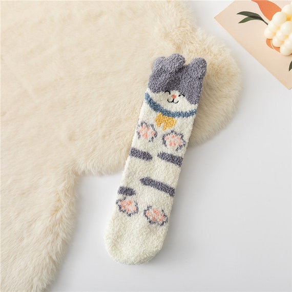 Women Ladies Soft Fluffy Bed Socks Winter Warm Lounge Slipper Fleece Sock  CUTE