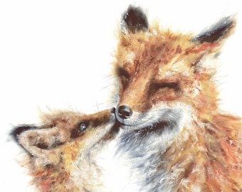 Fox fine art Giclée print, 'Gemma and her Kit'