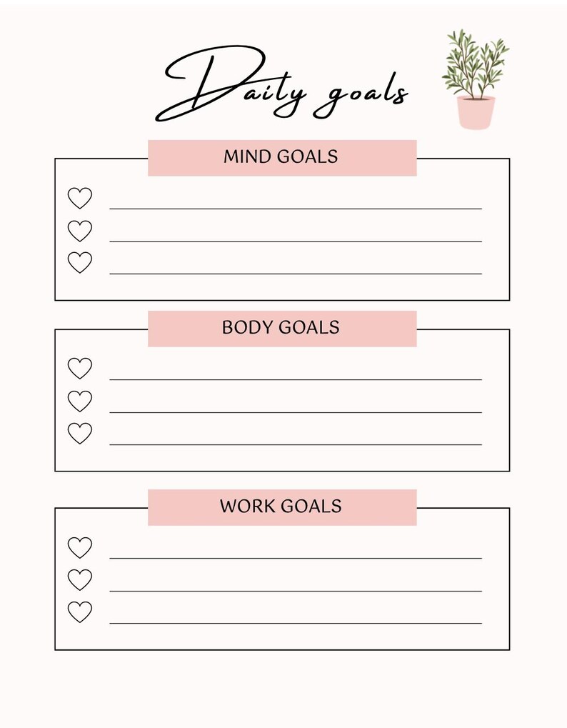 Daily Goals Planner - Etsy