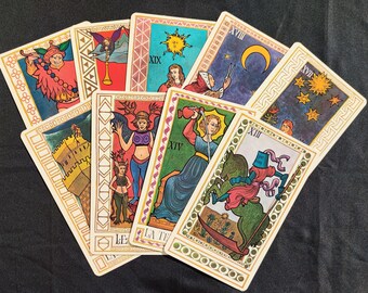 Tarot de Marseille Géant "Paul Marteau" 1960 cadeau-divination-cartomancie-voyance-tarot deck-tarot français-prediction-Tarot français