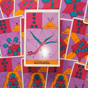 Geomantisches Tarot 1988– 64 Esoterische Karten FR/EN | Spirituelles Orakel, Wahrsagerei, Mystische Symbole + Booklet & Box