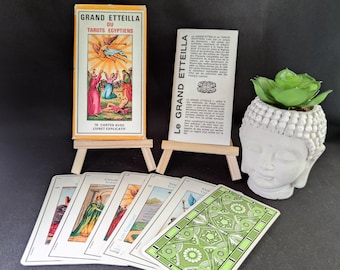 Vintage Grand Etteilla Tarot 1977 – 78 Cards Etteilla Grimaud France Cartes Complete Divination Deck