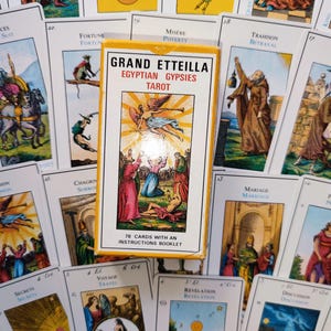 Tarot Egipcio Grand Etteilla 1985 - 78 Cartas Adivinables Antiguas y Raras - Tarot Místico Vintage - Esoterismo y Adivinación