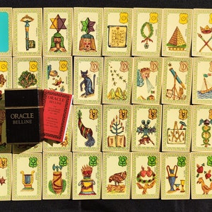 Oráculo Belline Versión Luxe Bordes Dorados 1997 - Juego de Adivinación Raro - 53 Cartas Laminadas - Edición Limitada - Grimaud