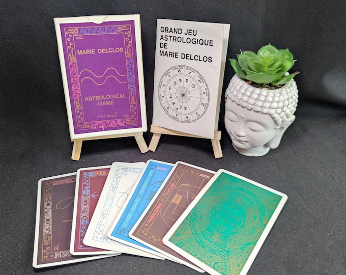 Grand Jeu Astrologique Grimaud 1990 Vintage Astrology Oracle Deck 34 Cards Complete Marie Delclos