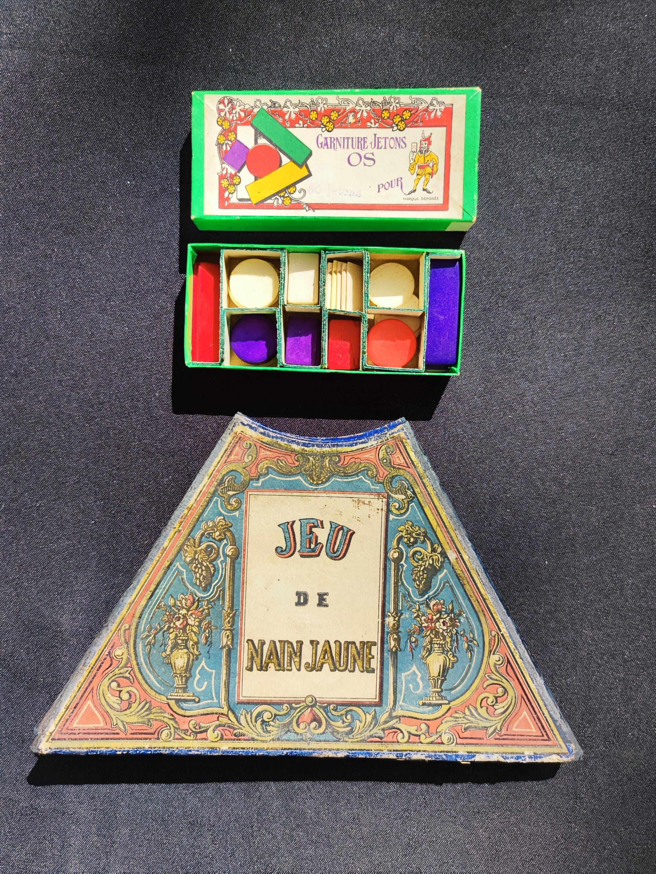 Jeu De Société Vintage – Le Nain Jaune – Boîte En Bois Avec Jetons & Cartes