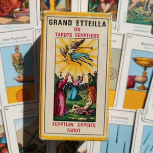 Grande Etteilla Tarô Egípcio 1976 | Jogo de Adivinhação Raro | 78 cartas | Edição antiga de Grimaud | Místico e Espiritual