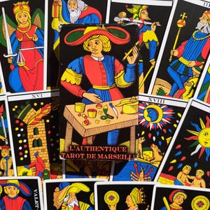 Authentic Marseille Tarot Deck – 78 Cards + French Guidebook – Rare Out-of-Print Edition by Chaudron Magique