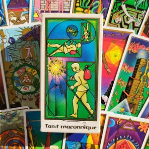 Jean Beauchard Masonic Tarot 1987 – Complete set van 78 kaarten – Zeldzaam & vintage – Tweetalig Frans/Engels – Masonic symboliek