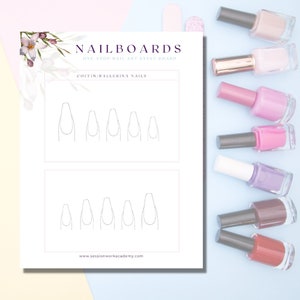 Nail Art Templates: Coffin/Ballerina Nail Design Template | US Letter | Digital PDF Download | Creative Nail Art | Extreme Nail Shapes