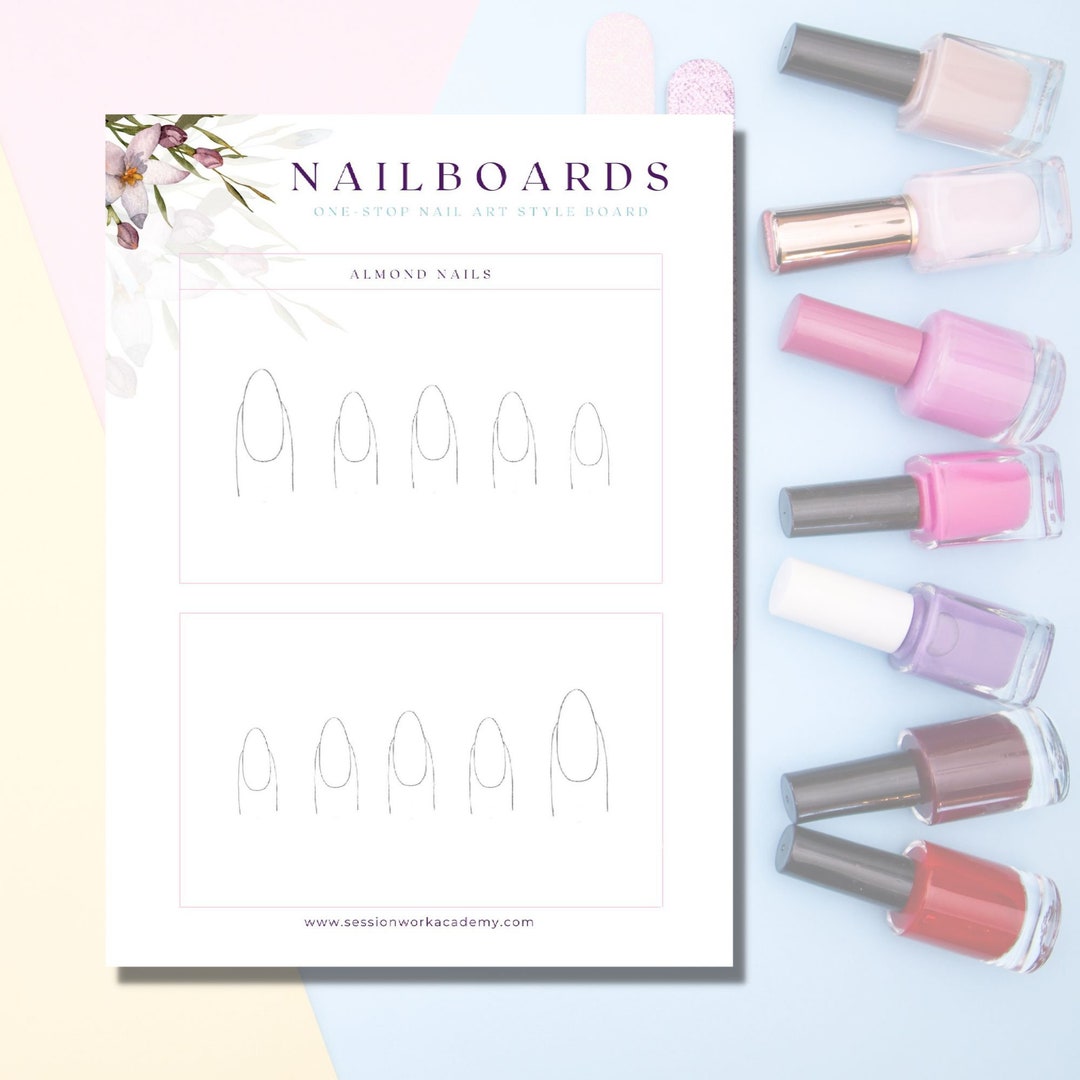 Nail Art Templates Almond Nail Design Template US Letter Digital PDF Nail Art Templates Almond Nail Design Template US Letter Digital PDF