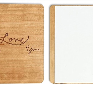 Wooden Valentines Day Card - Wood Birthday Card, Anniversary Card with Envelope
