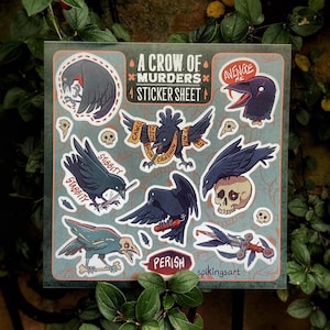 Murder Of Crows Sticker Sheet, Crow Stickers, Corvid Theme, Waterproof Laptop Stickers, Bird Phone Stickers