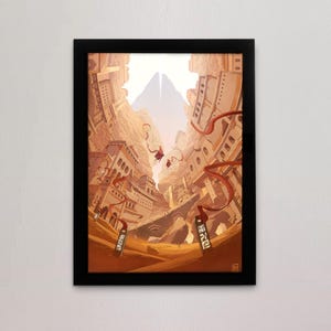 Journey Art Poster with Desert Theme, Gaming Art Print for Dorm, Fantasy Wall Art
