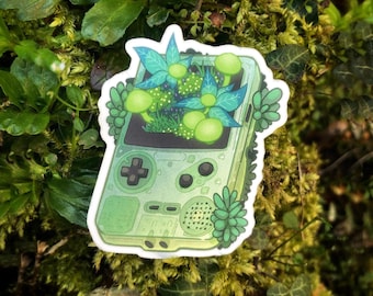 Holographic Gameboy Floral Sticker, Retro Gaming, Nostalgia Accessory for Laptop, Holo Phone Sticker