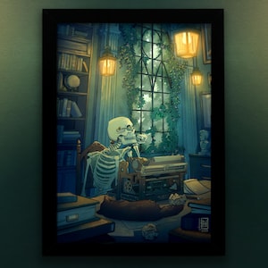 Study Skeleton Large Art Print Poster with Dark Academia Vibes, A3 Size