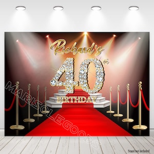 Red Carpet Photo Backdrop Hollywood Light Happy 30th 40th 50th Birthday Party Photography Background