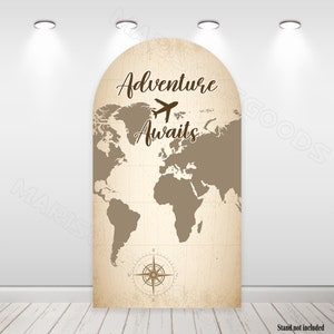 Map Adventure Fabric Arch Covers Adventure Awaits Travel Doppelseitige Chiara-Abdeckung The Place You'll Go Baby Shower Birthday Fabric Cover