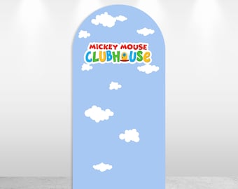 Mickey Mouse Clubhouse Arched BACKDROP Kids Birthday Fabric Photo Cover