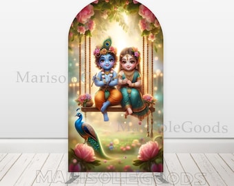 Krishna-thema boog achtergrondhoes, baby-/bruidsdouche