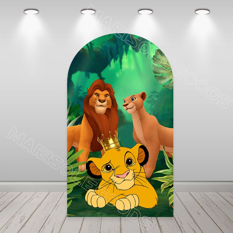 Le roi lion Simba arche toile de fond enfants anniversaire tissu recto-verso Chiara photo fond couverture bébé douche décor couverture image 1