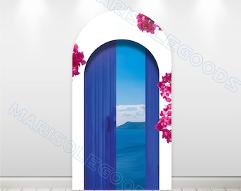 Blue Door Arch Backdrop Cover, Mamma Mia Party Decor