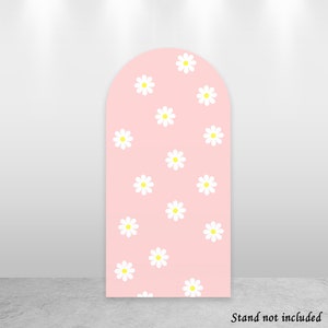 White Daisy Groovy Pink Arch 1st Birthday Backdrop