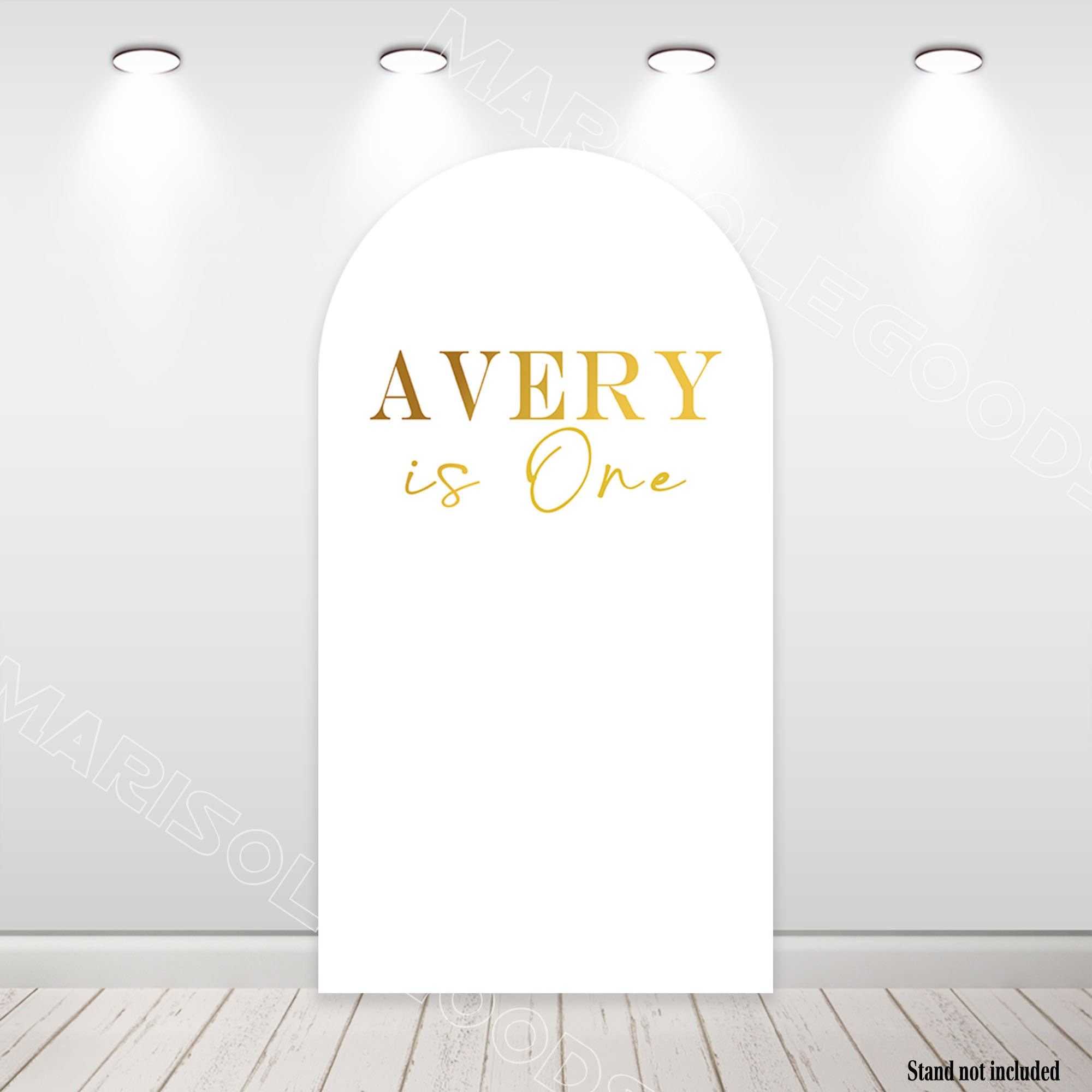 First Birthday Backdrop Cover Big One Gold and White Arch Photo Background Cover Double-sided Chiara Fabric Cover