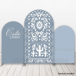 Mexican First Fiesta Printed Arch Backdrop Covers Dusty Blue Cielito Lindo Baby Shower Fabric Chiara Cover Party Backdrop