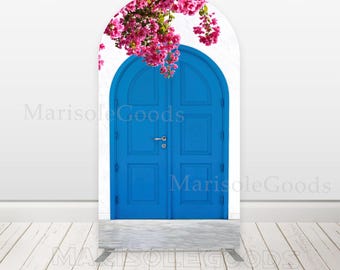 Blue Door Arch Backdrop Cover, Mamma Mia Party Decor