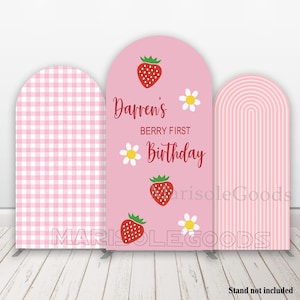 Sweet Strawberry Arch Photo Backdrop Cover Berry First Birthday Chiara Fabric Backdrop Cover