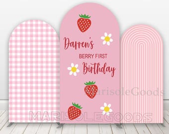 Strawberry First Birthday Arch Backdrop Cover
